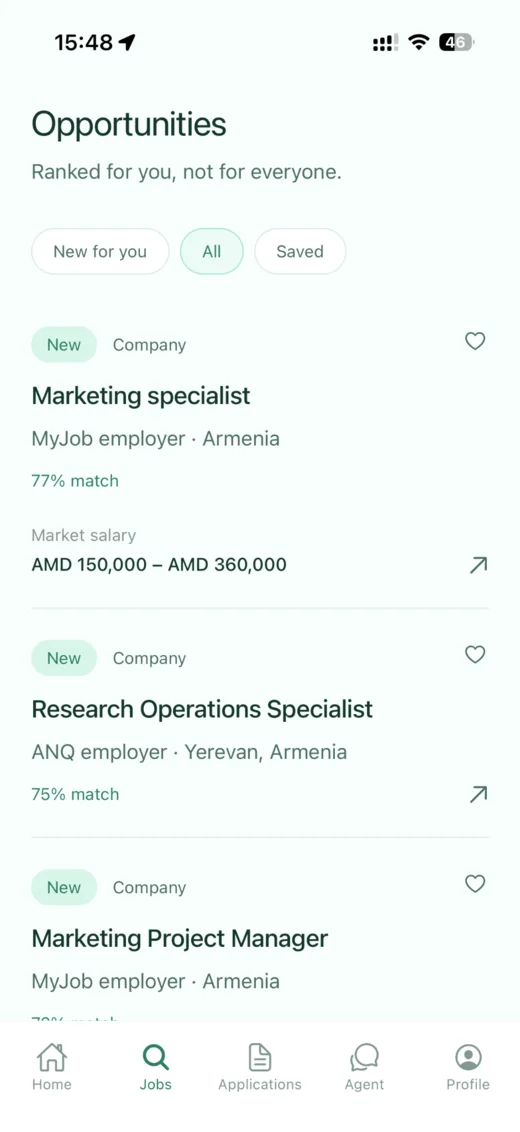 cAIerra opportunity list screen